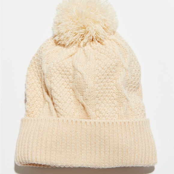 Demi Cable Knit Pom Beanie-Cream - Picture 2 of 2